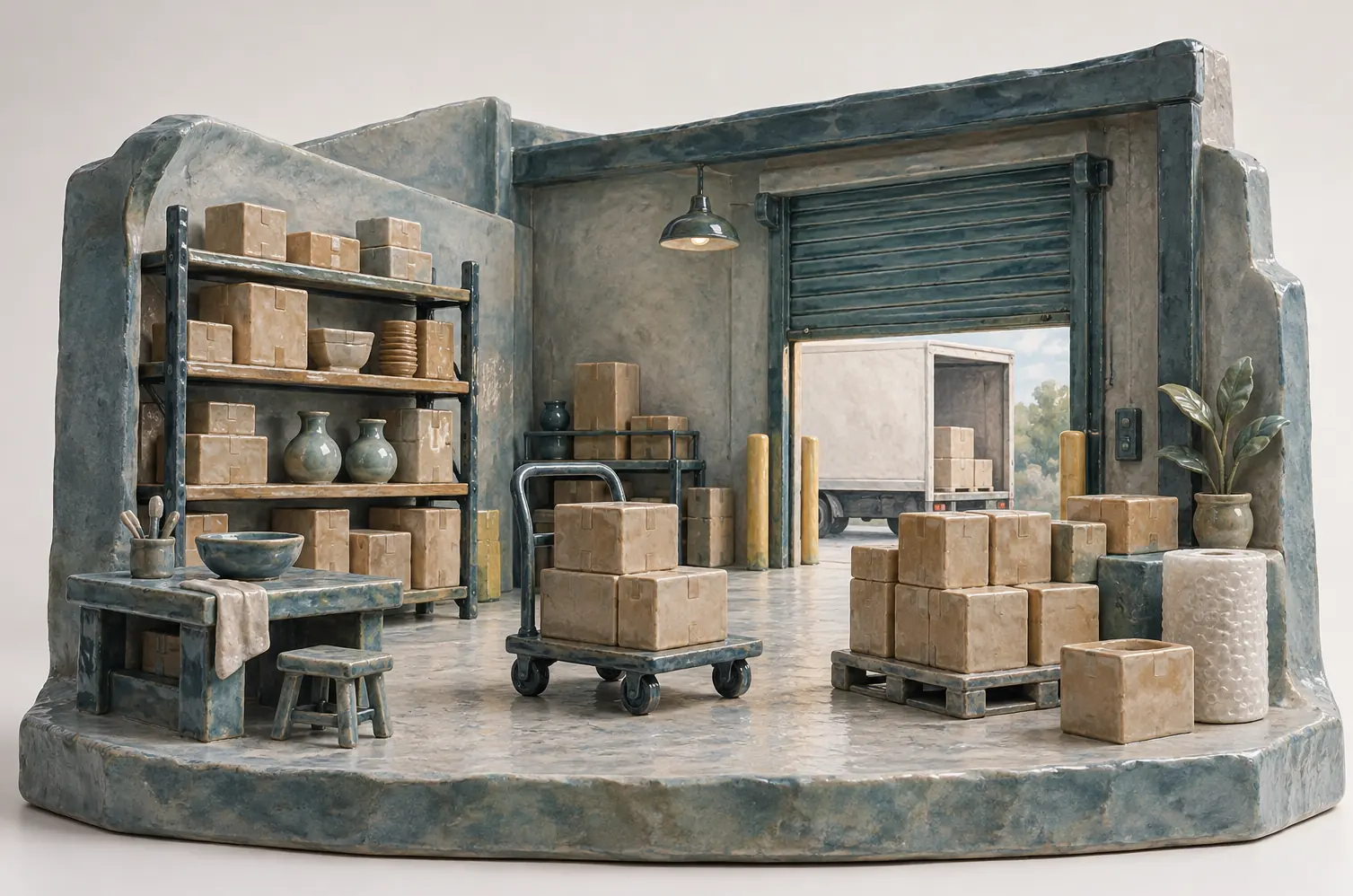 Illustration of distribution businesses and their working space